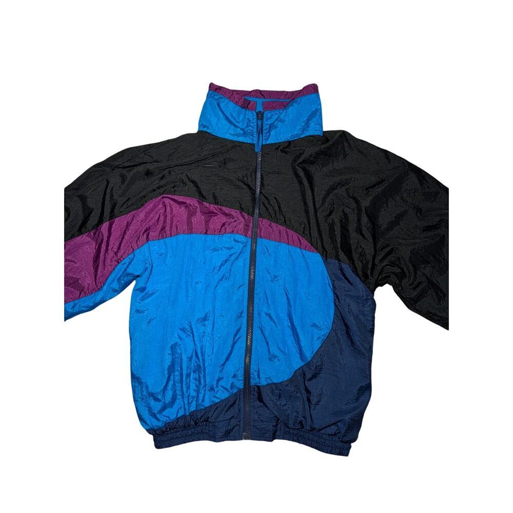 VTG 80s 90s Turnpoint Sports Colorblock Nylon Windbreaker Jacket Medium Retro - Picture 4 of 14